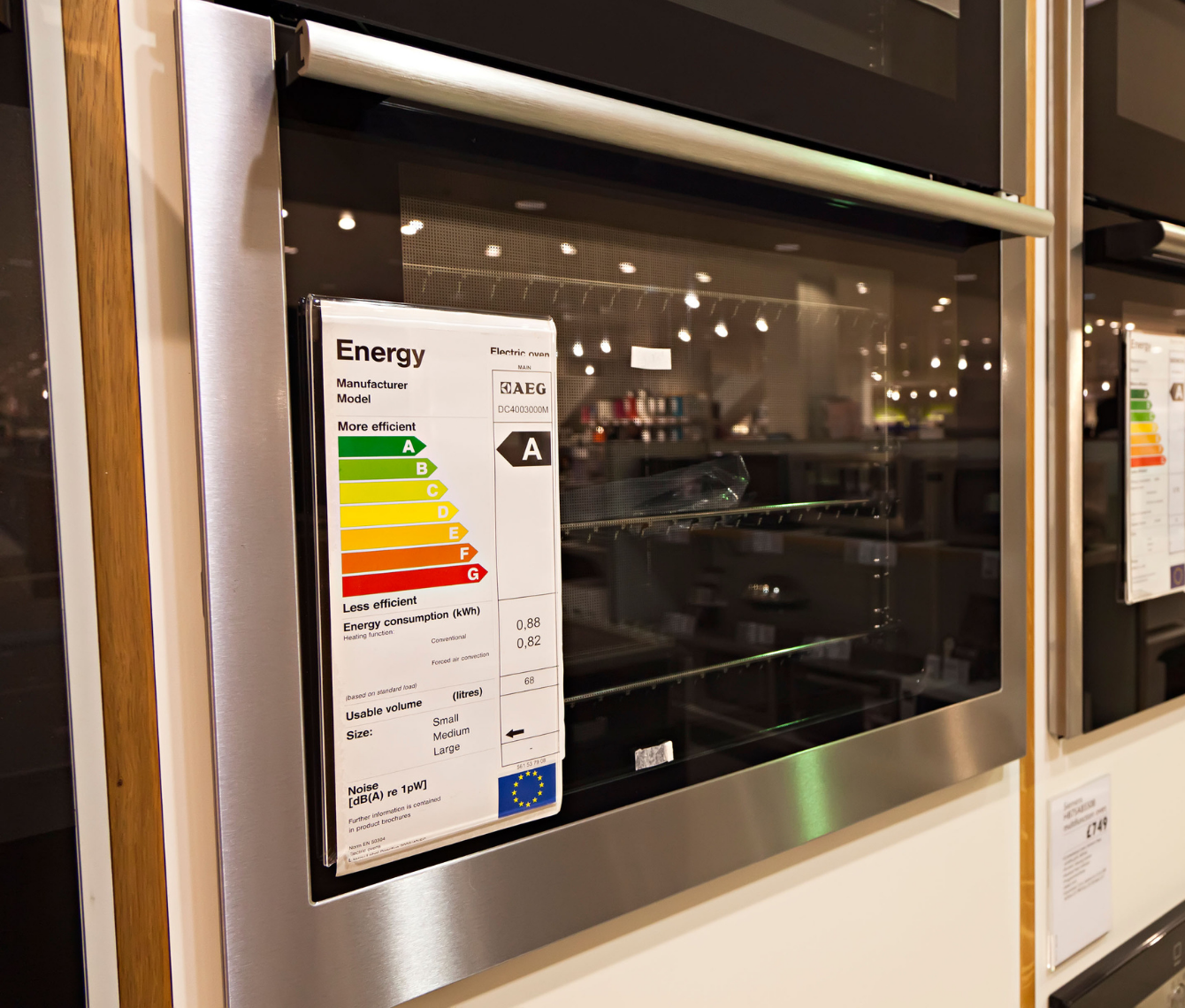 EU energy label on oven