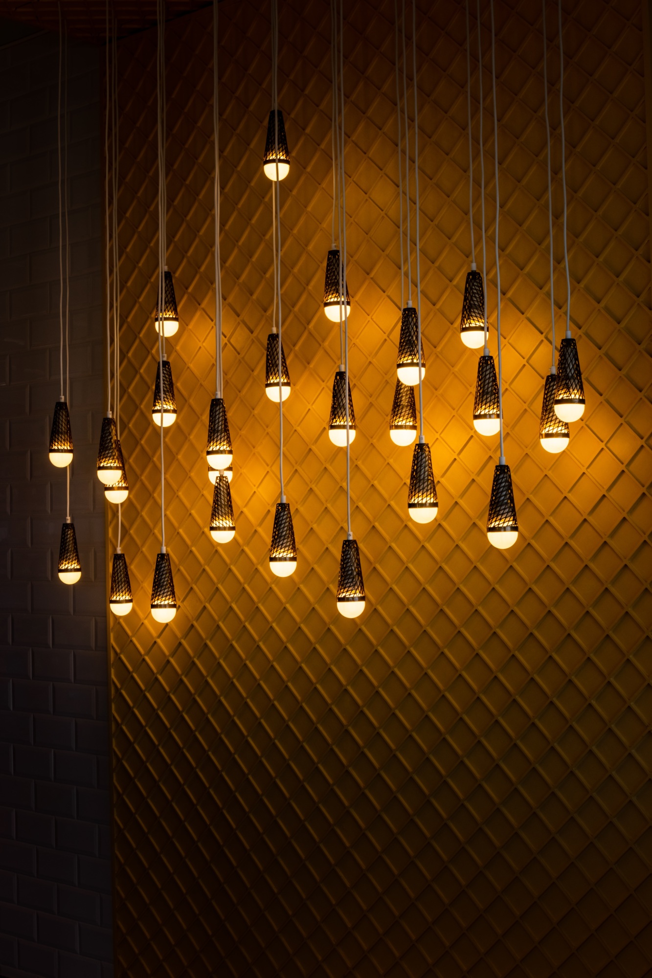 Lightbulbs dangling from the ceiling
